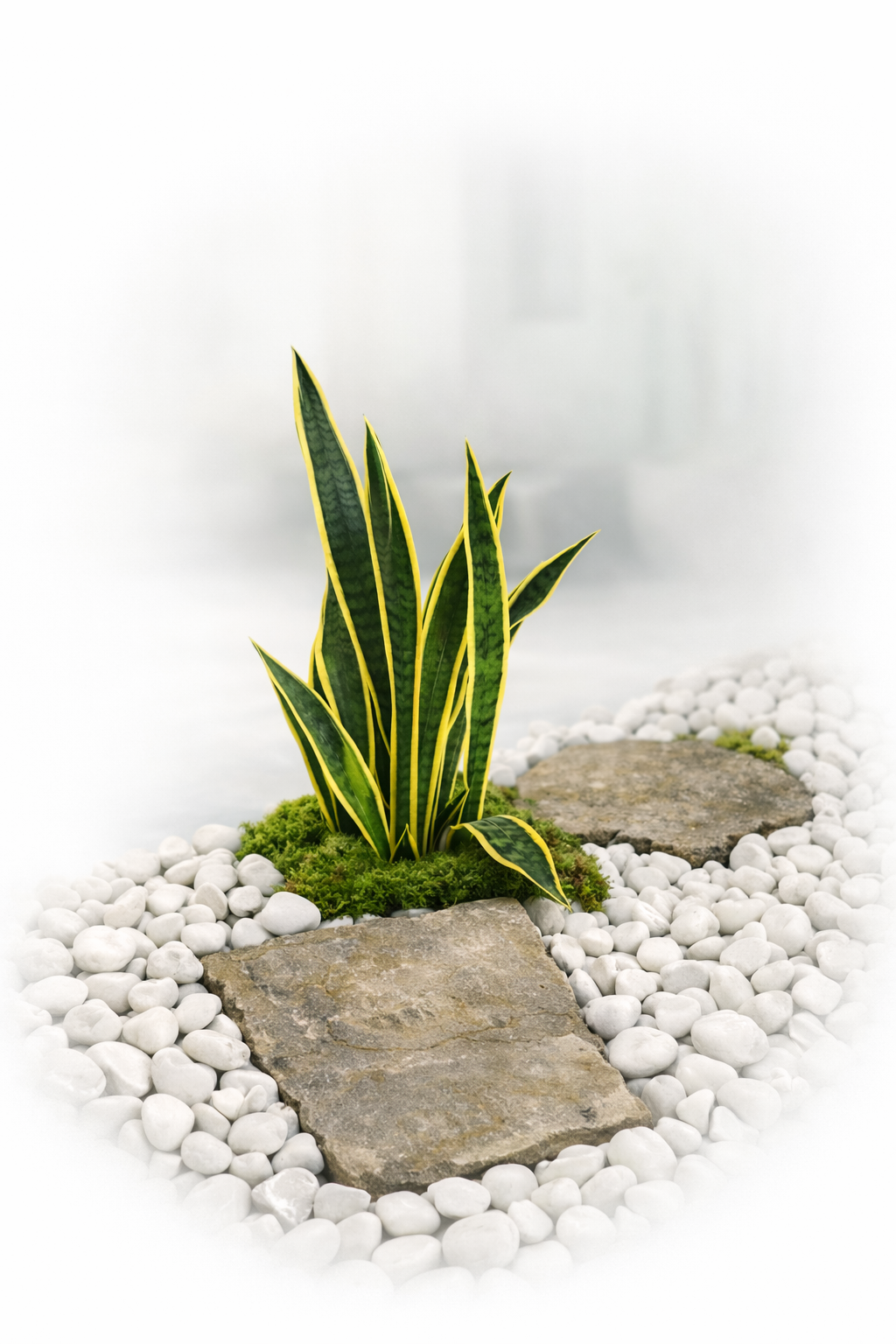 Detalle minimalista con sansevieria artificial