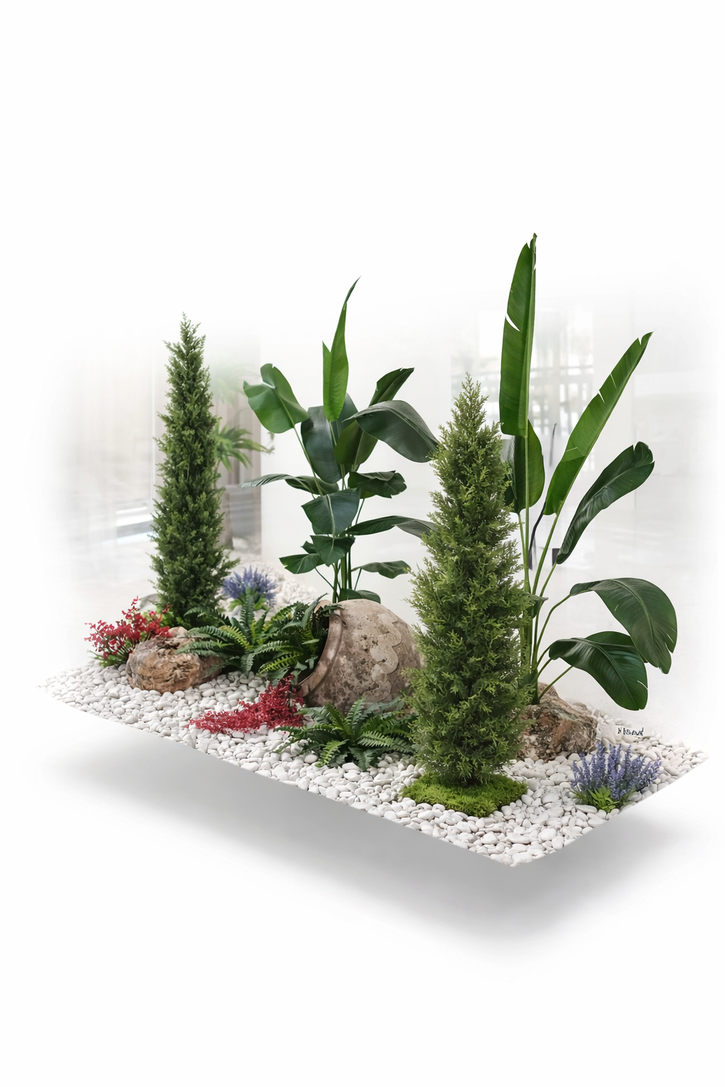 Composición de jardinería artificial para interior