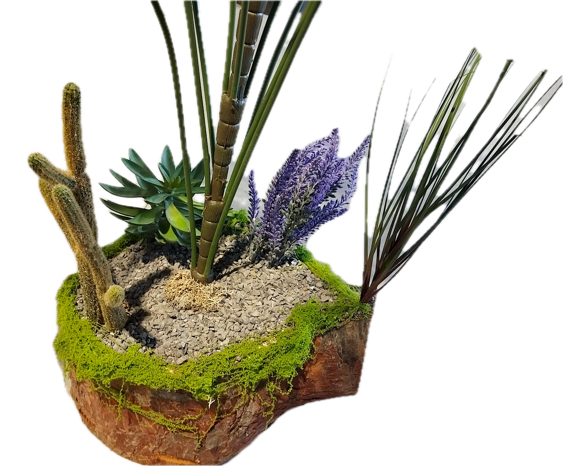 Combinación 3: Palmera artificial sobre tronco de pino piñonero